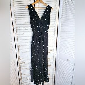 Monteau Polka Dot Wide Leg Jumpsuit With Tie Belt Medium